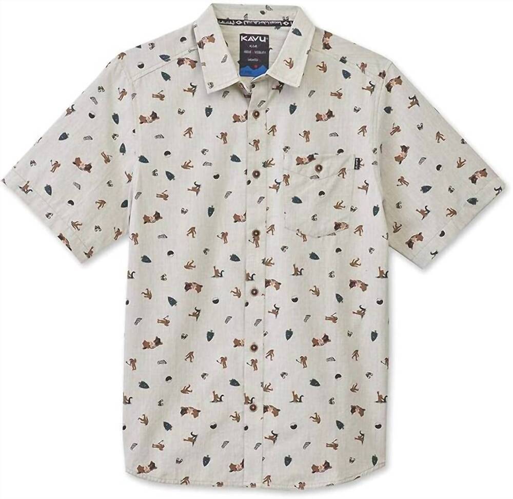 NEW KAVU men's juan shirt in sasquatch toss